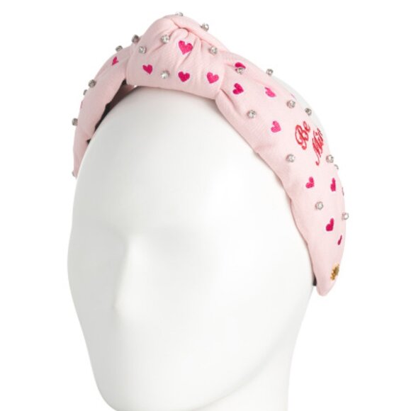 Lele Sadoughi Valentine's Day Heart Embroidered Knotted Headband Petal Pink NWT - Picture 2 of 2